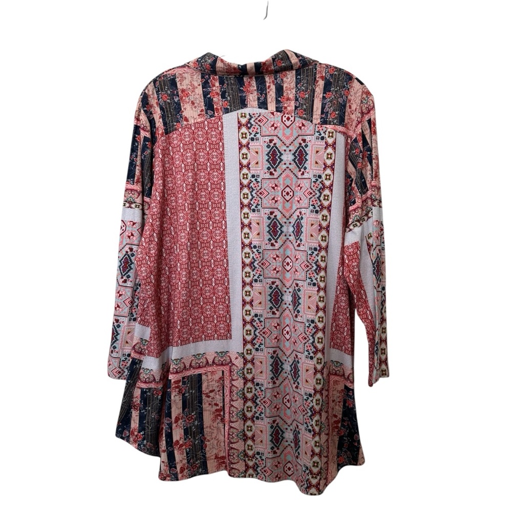 Parsley & Sage Patchwork Pattern V-Neck Button-Do… - image 5